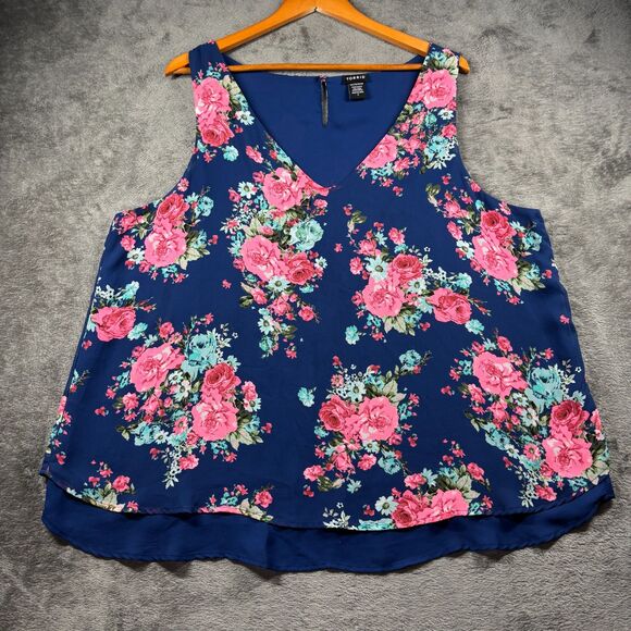 Torrid LOT Sleeveless Tops Tanks Harper Relaxed Fit Plaid Floral Size 2 2X G315 - Picture 5 of 15